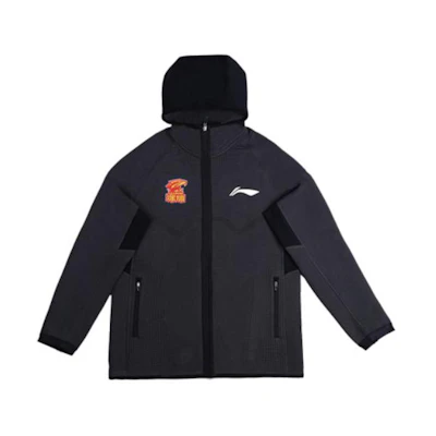 Li-Ning CBA Elite Hoodie 23-24 Shenzhen Marco Polo Team Black Zip-Up AWDTD45-1