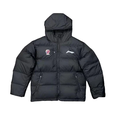 Li-Ning CBA Series Black Short Hooded Down Jacket Sportswear. AYMT329-1