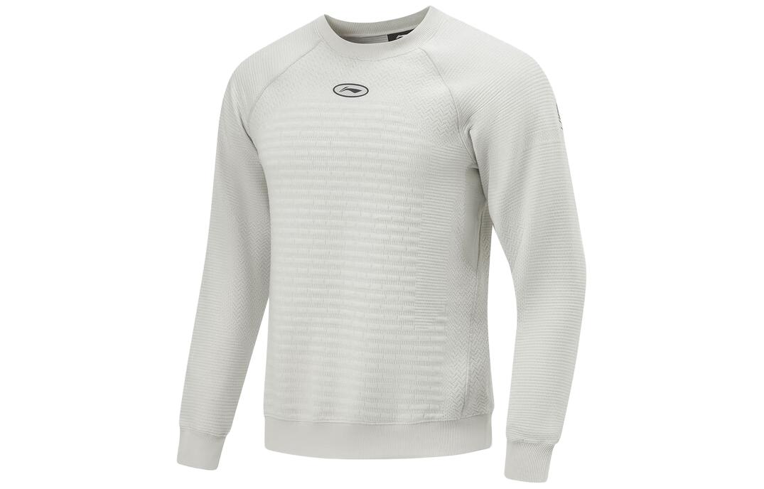 Li-Ning CBA Series Basketball Crewneck Pullover Hoodie Light Gray AWDU079-2