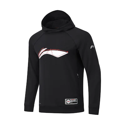 Li-Ning CBA Series Black Basketball Hoodie with Logo Print & Sweat-Wicking AWDT883-1