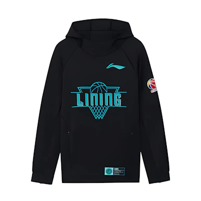 Li-Ning CBA Series Black Letter Print Pullover Hoodie AWDR709-2