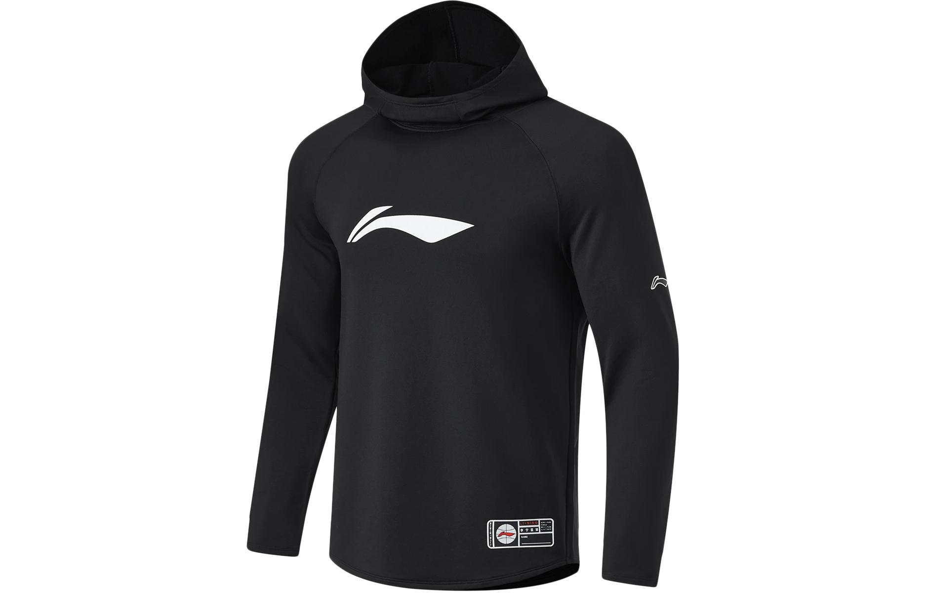 Li-Ning CBA Series Black Quick-Dry Hoodie with Logo Print AWDT855-1