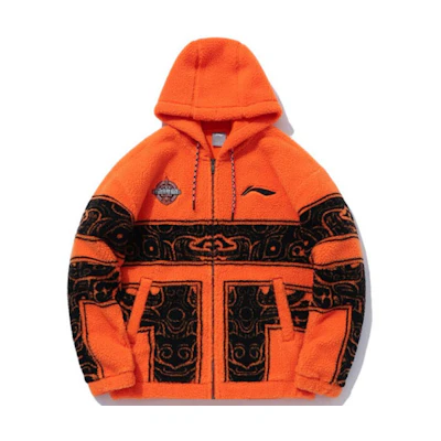 Li-Ning CBA Series Colorblock Fleece Hoodie Jacket Orange AWDQ427-2