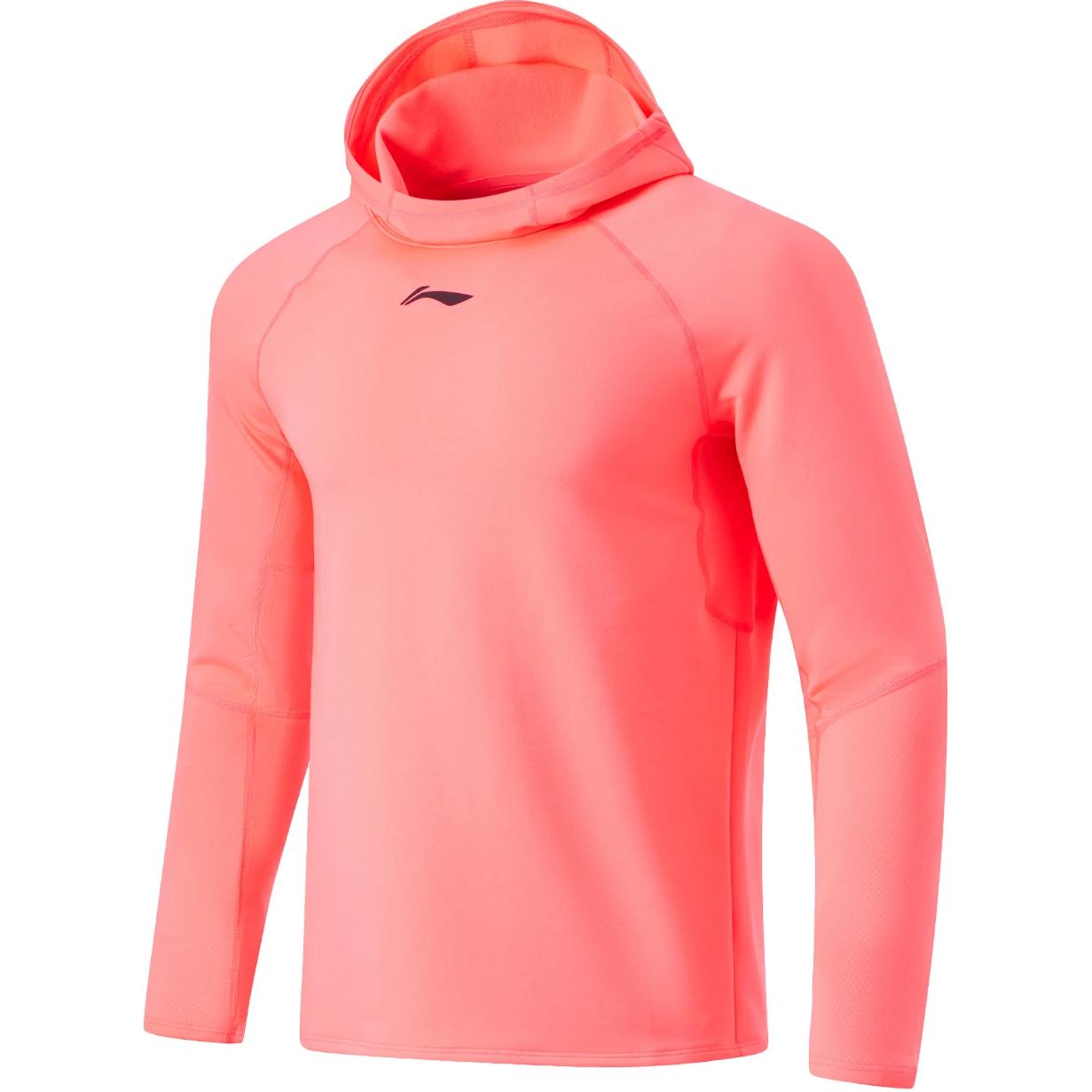 Li-Ning CBA Series Fluorescent Coral Red Hoodie - Breathable Sportswear AAEU003-7