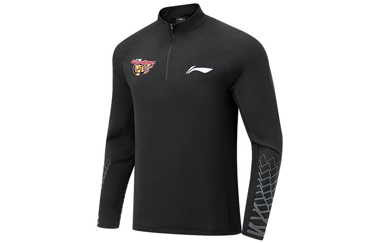 Li-Ning CBA Series Guangdong Team Badge Embroidered Sports Jacket Black Sweater ATLT143-1