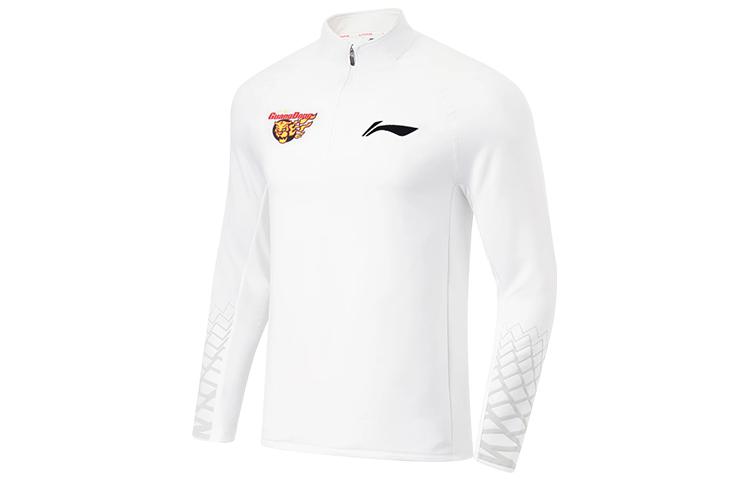 Li-Ning CBA Series Guangdong Team Embroidered Long-Sleeve Pullover White Hoodie ATLT143-2