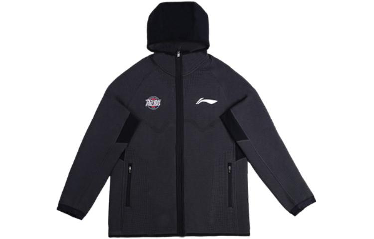 Li-Ning CBA Series Guangzhou Team Black Zip-Up Hoodie Jacket Men AWDTD49-1
