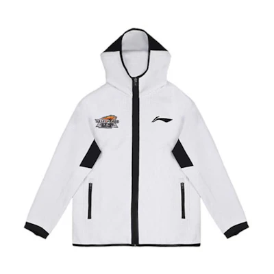 Li-Ning CBA Series Liaoning Team White Hooded Zip-Up Jacket Men’s Casual Sportswear AWDTD47-2