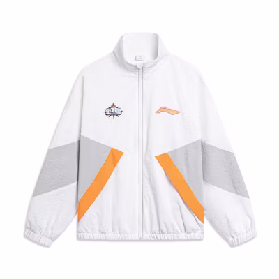 Li-Ning CBA Series White Printed Letter Zipper Basketball Jacket AFDT617-2