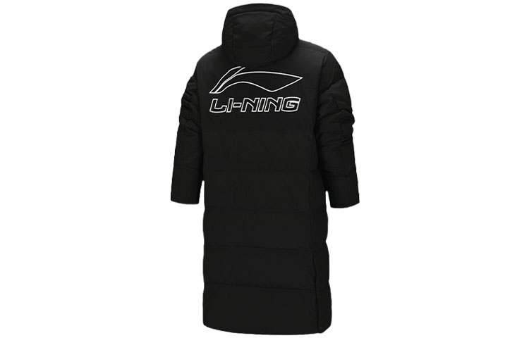 Lookbook Li-Ning CBA Series Winter  Long Hooded Down Jacket Black Warm Windproof AYMQ099-1（CBALogo）