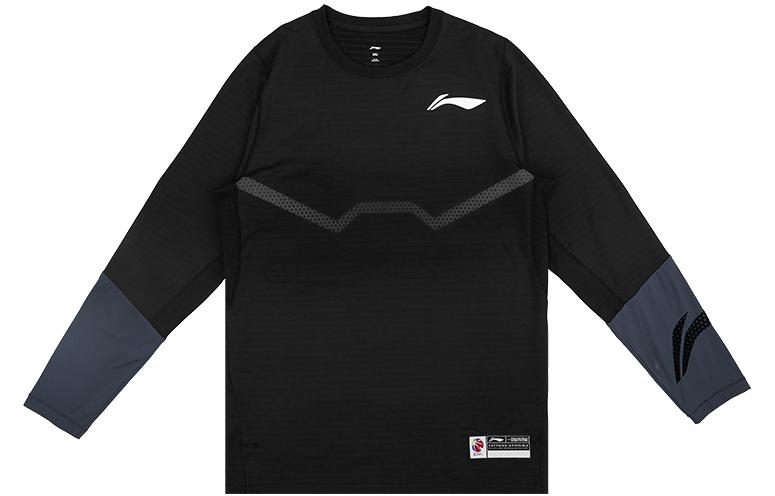 Li-Ning CBA Striped Logo Crewneck Sweatshirt 22-23 Season Black ATLS131-1