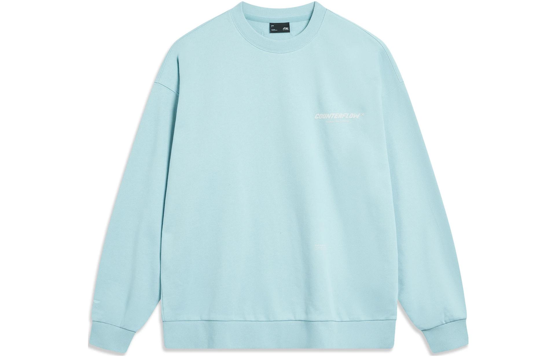 Li-Ning CF Adventure Letter Print Sweatshirt Unisex Light Blue AWDTB05-2