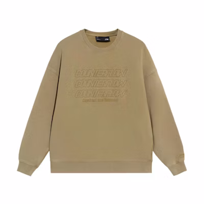 Li-Ning CF Casual Series Loose Embroidered Crewneck Sweatshirt Ziton Brown Unisex AWDS553-2