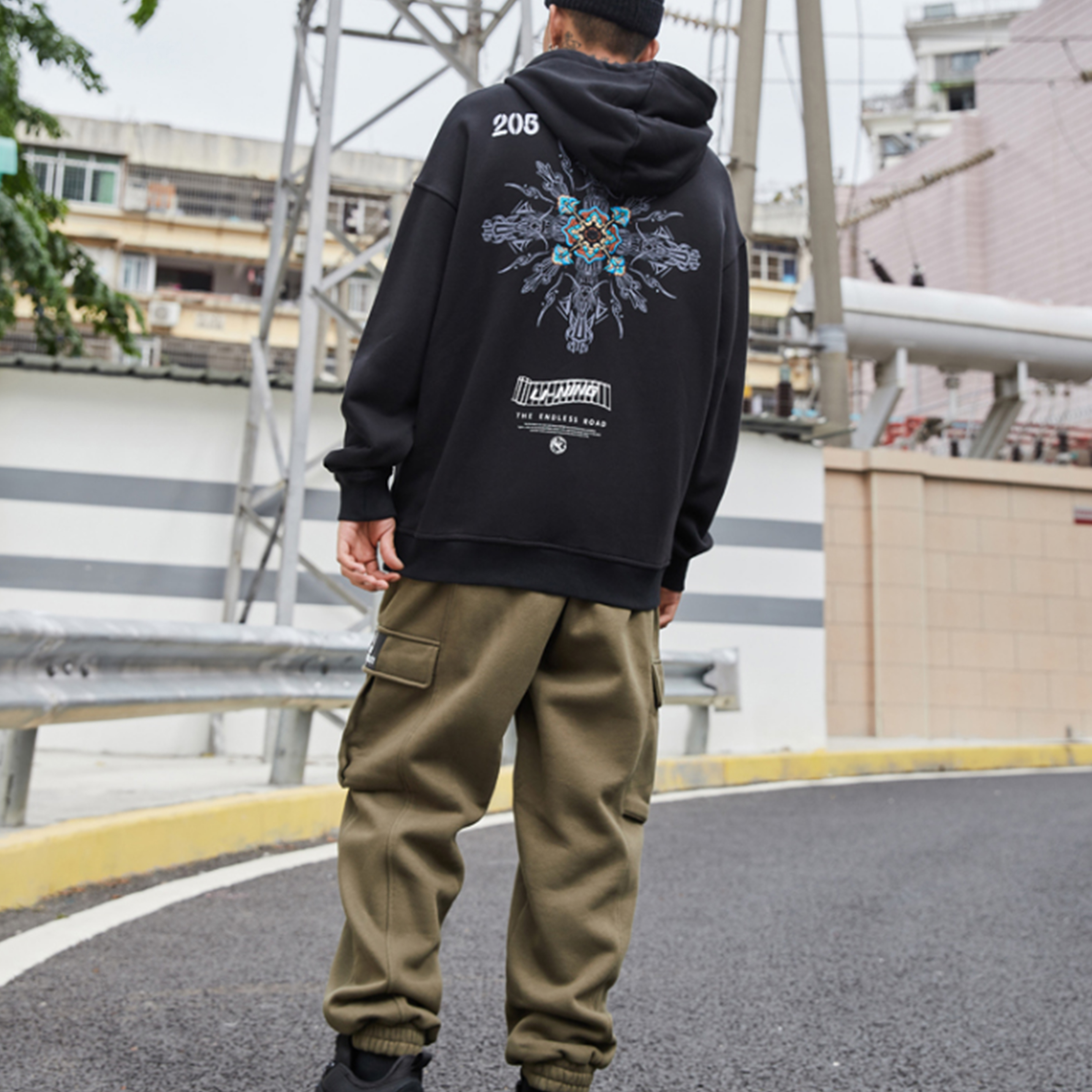 Purchase Li-Ning CF Sudadera Deportiva Casual con Capucha Negra AWDQC51-3