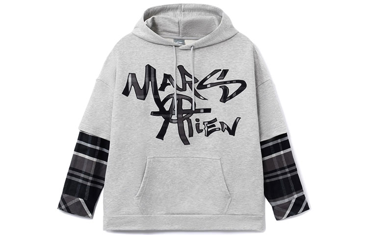 Li-Ning CF Lattice Hoodie Casual Gray Plaid Long-Sleeve Sweatshirt AWDRG45-2