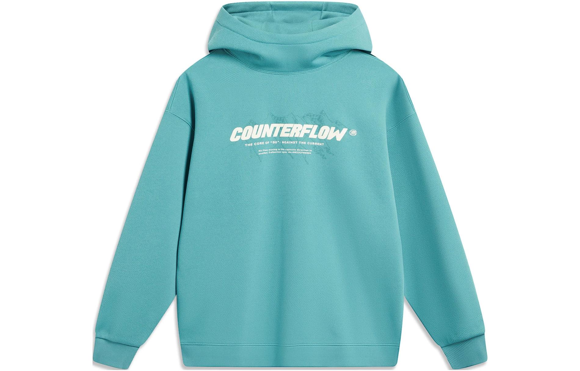 Li-Ning CF Letter Print Fleece Pullover Sweatshirt Unisex - Sage Green AWDTB01-3