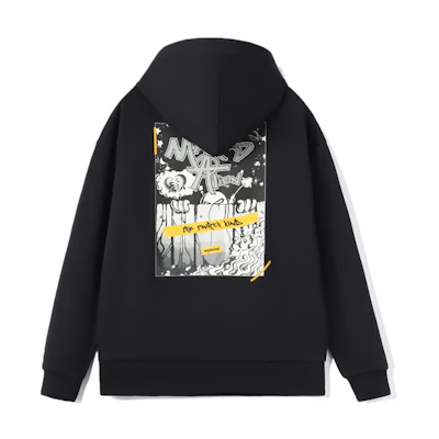Li-Ning CF MARS Cartoon Print Fleece Pullover Sweatshirt Black Unisex AWDRD69-1