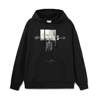 Li-Ning CF Mars Graphic Hoodie Black Unisex Loose Fit Pullover AWDRD66-2
