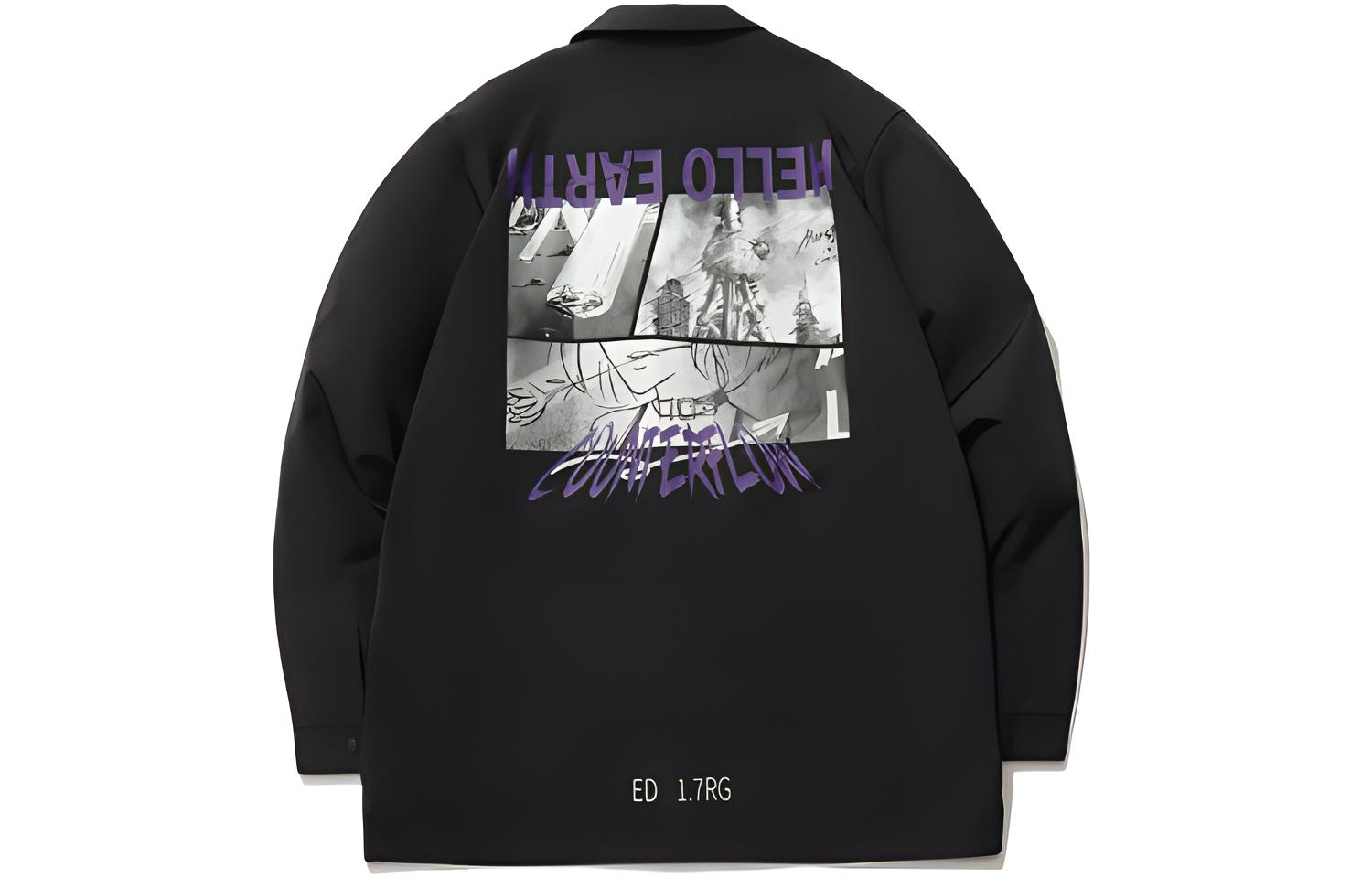 Li-Ning CF MARS Series Graphic Print Embroidered Coach Jacket Unisex Black AJDR392-1