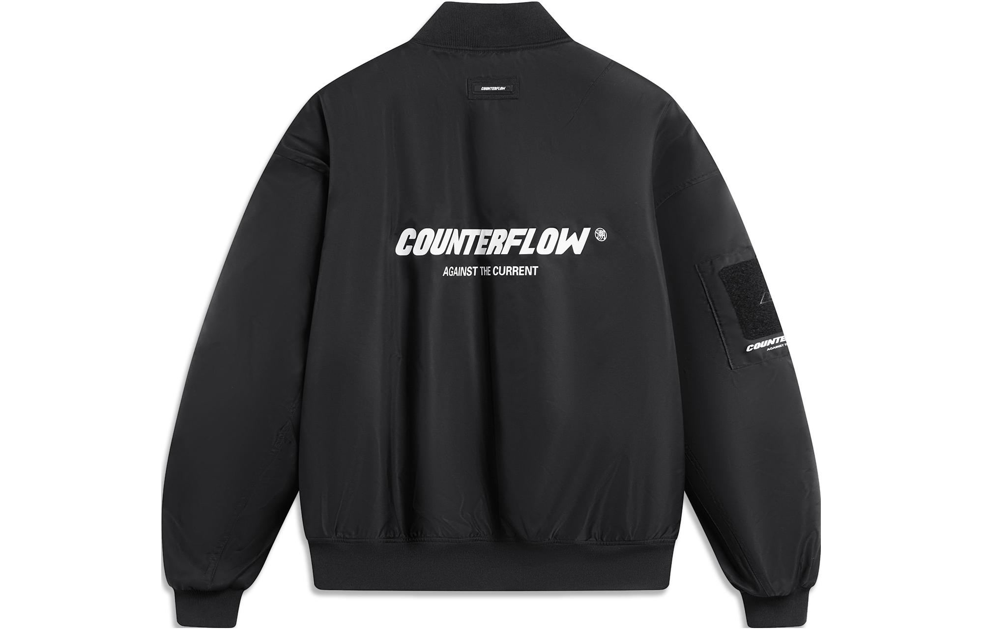 Li-Ning CF Retro Letter Print Loose Fit Baseball Jacket Unisex - Black AJMT249-1