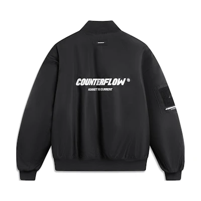 Li-Ning CF Retro Letter Print Loose Fit Baseball Jacket Unisex - Black AJMT249-1