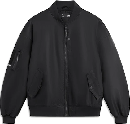Li-Ning CF Retro Letter Print Loose Fit Baseball Jacket Unisex - Black AJMT249-1 Lookbook Li-Ning CF Retro Letter Print Loose Fit Baseball Jacket Unisex - Black AJMT249-1