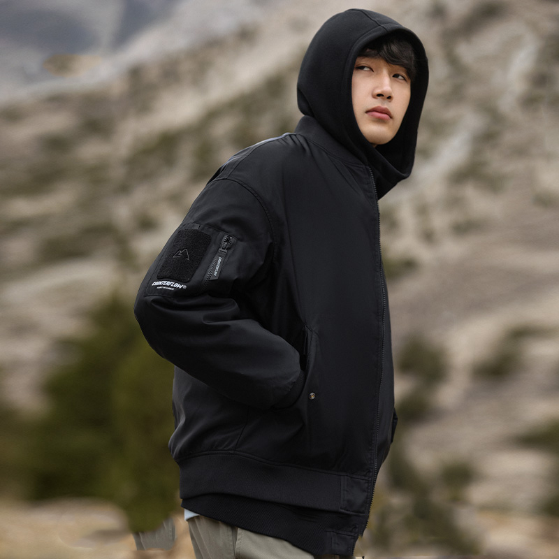 Shop Li-Ning CF Retro Letter Print Loose Fit Baseball Jacket Unisex - Black AJMT249-1