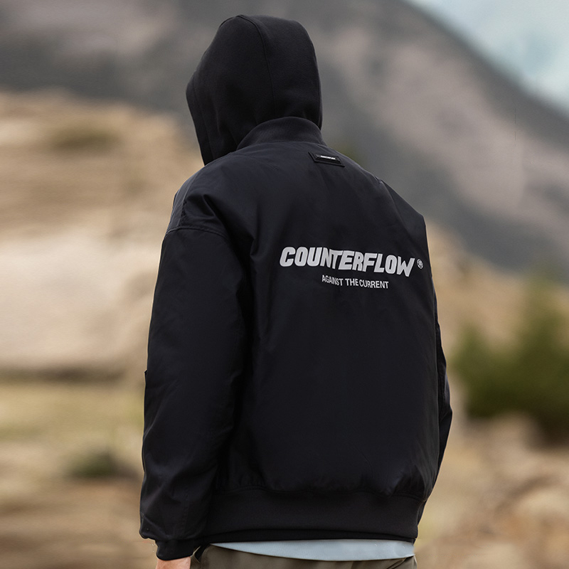 Details for Li-Ning CF Retro Letter Print Loose Fit Baseball Jacket Unisex - Black AJMT249-1