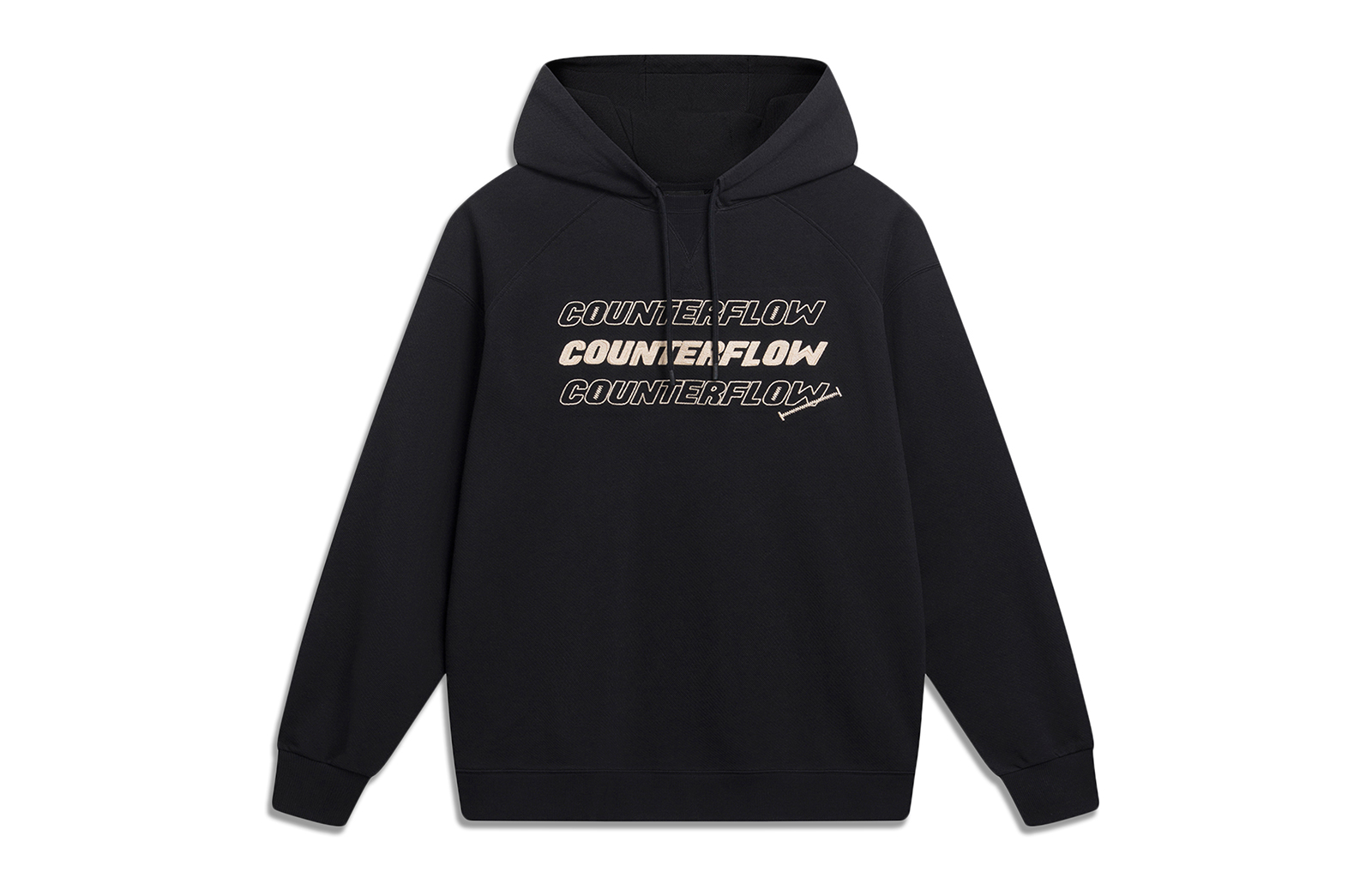 Li-Ning CF Retro Logo Embroidered Hoodie Unisex Black Long-Sleeve Pullover AWDT531-2