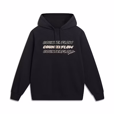 Li-Ning CF Retro Logo Embroidered Hoodie Unisex Black Long-Sleeve Pullover AWDT531-2