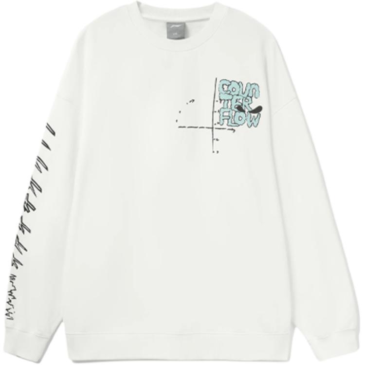 Li-Ning CF Retro Mars Graffiti Printed Pullover Sweatshirt Unisex Off-White AWDRD68-1