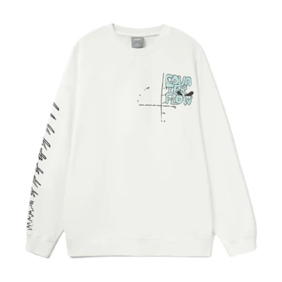 Li-Ning CF Retro Mars Graffiti Printed Pullover Sweatshirt Unisex Off-White AWDRD68-1