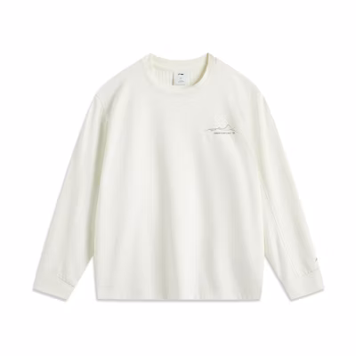 Li-Ning CF Retro Pullover Sweatshirt Off-White Unisex Long Sleeve Casual Wear ATLU159-2