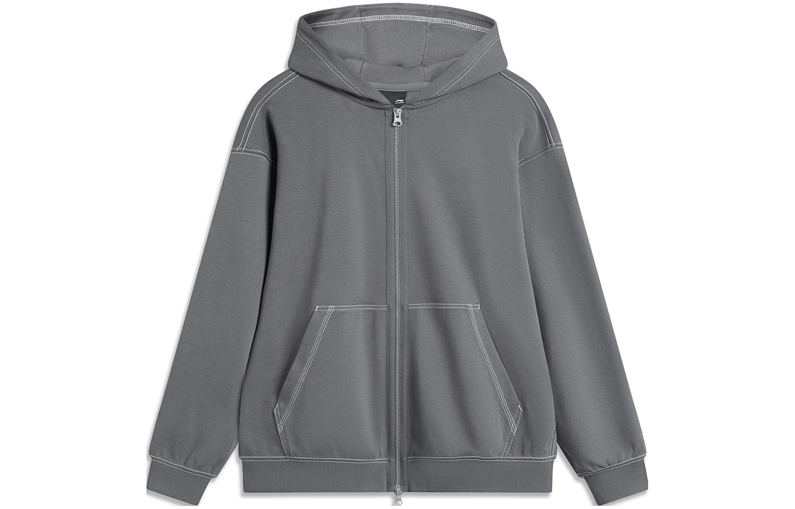 Li-Ning CF Retro Solid Color Casual Zip Hoodie Jacket Unisex Thunderstorm AWDU807-2