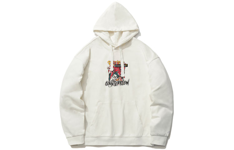 Li-Ning CF Series Cartoon Pullover Hoodie Couples Cream White Long Sleeve AWDR506-6