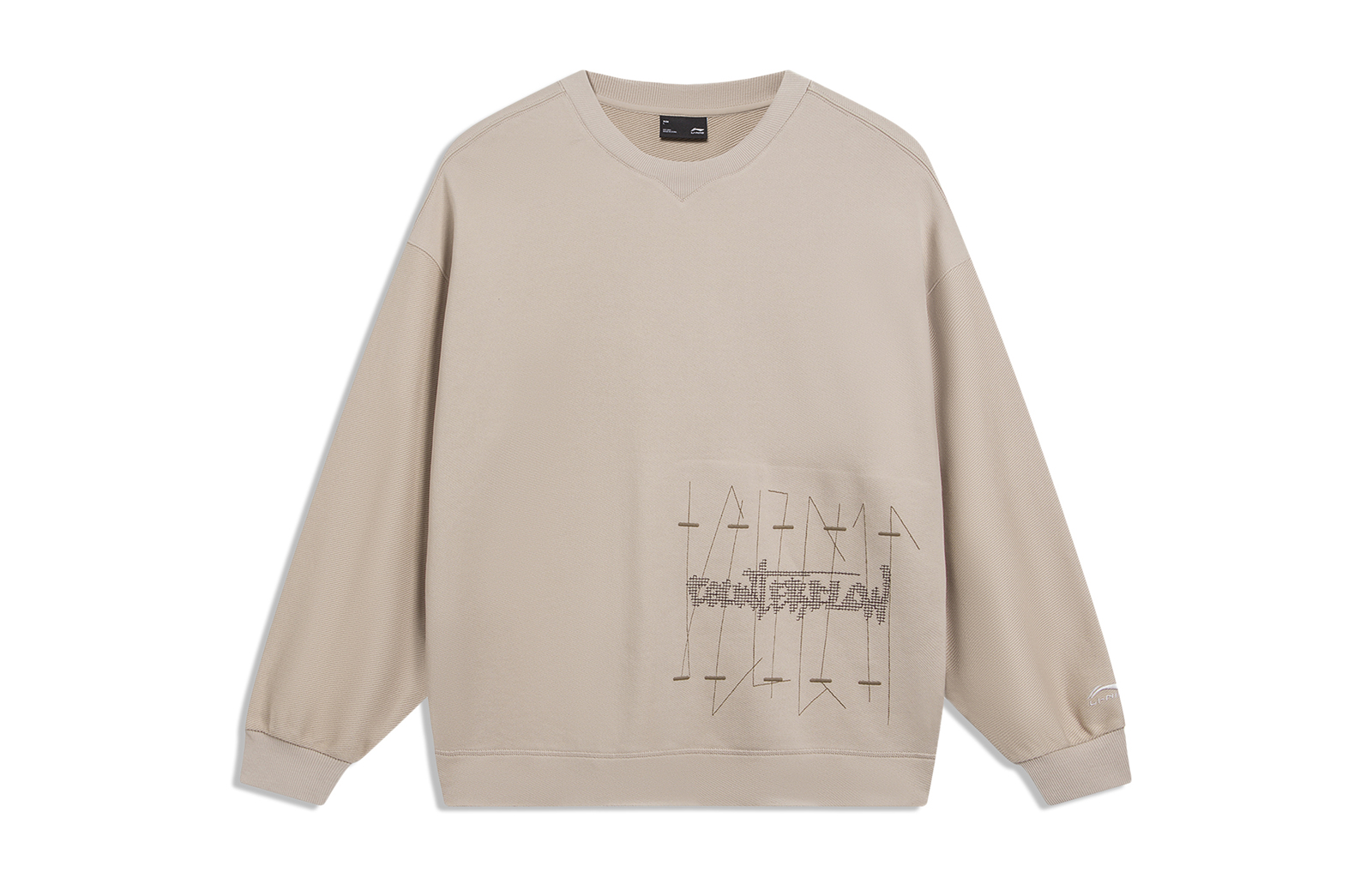 Li-Ning CF Series Letter Print Crewneck Sweatshirt Unisex Goat Grey AWDT571-2