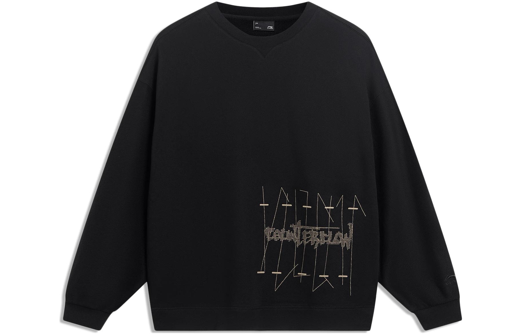 Li-Ning CF Series Letter Print Pullover Sweatshirt Unisex Black AWDT571-1