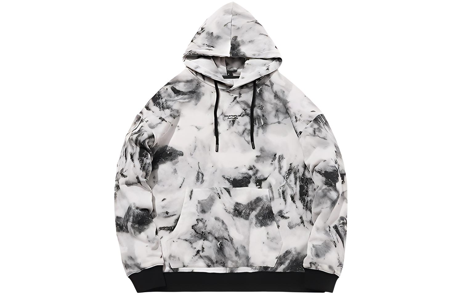 Li-Ning CF Series Printed Loose Fit Pullover Hoodie Black/Grey AWDQC55-3