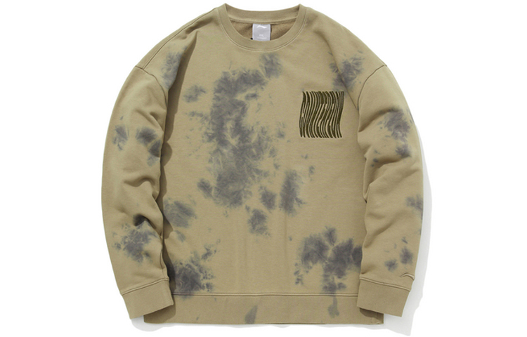 Li-Ning CF Series Silk Road Crewneck Tie-Dye Sweatshirt Unisex Yellow Brown AWDQC08-3