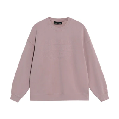 Li-Ning CF Solid Color Embroidered Pullover Sweatshirt Unisex Tree Bark Brown AWDS553-6