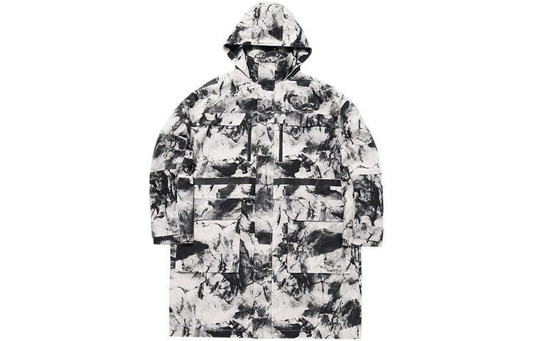 Li-Ning CF Souvenir Series Mid-Length Black Hooded Jacket Trench Coat AFDQ853-1