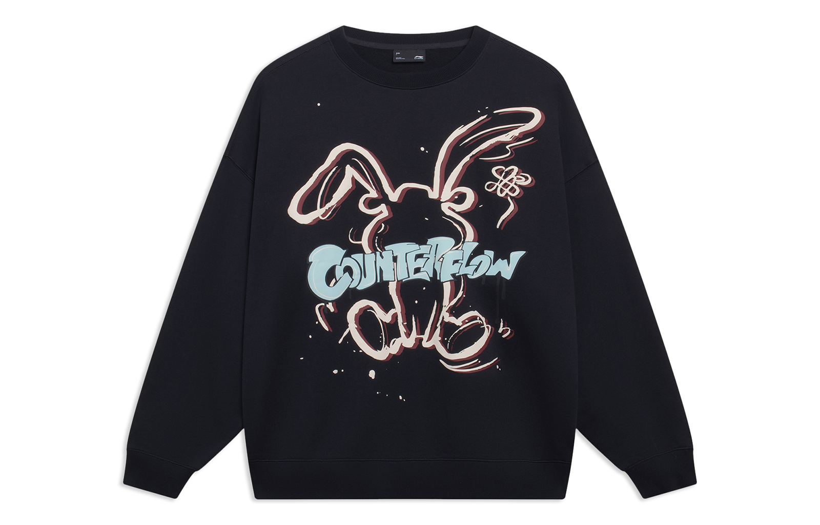 Li-Ning CF Su Cartoon Rabbit Graphic Unisex Pullover Crewneck Sweatshirt Black AWDT527-3