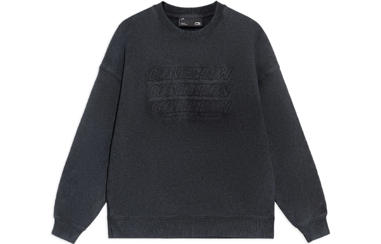 Li-Ning CF Su Retro Unisex Black Crewneck Sweatshirt with Embroidered Letters AWDS553-1