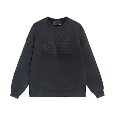 Li-Ning CF Su Retro Unisex Black Crewneck Sweatshirt with Embroidered Letters AWDS553-1
