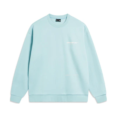 Li-Ning CF Suo Series Letter Print Fleece Crewneck Sweatshirt Unisex Light Blue AWDTB05-5