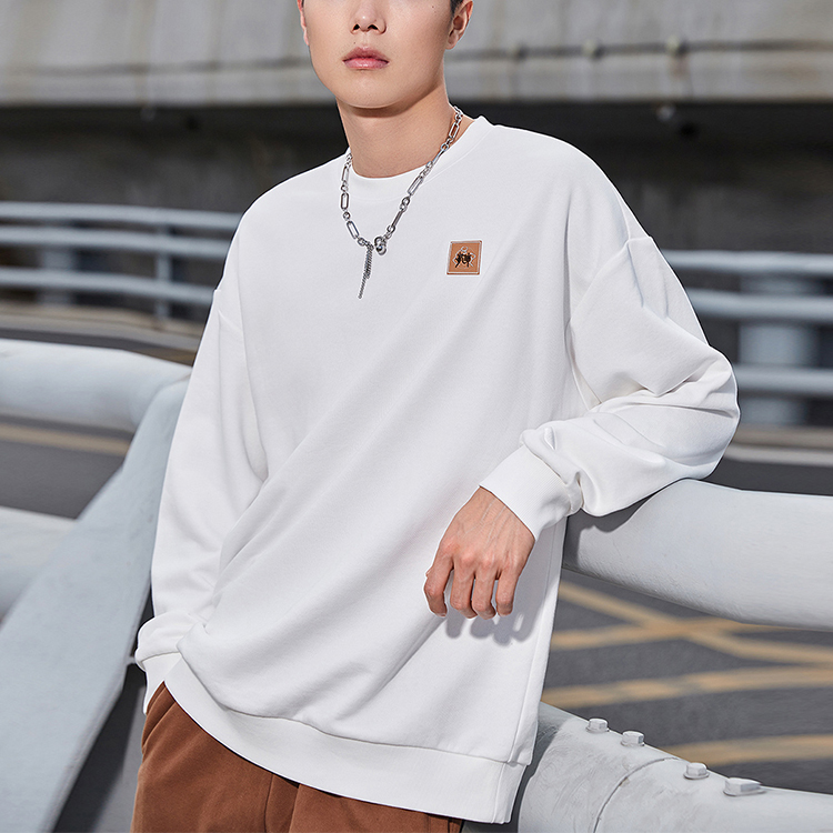 Shop Li-Ning CF Suo Series Printed Crewneck Sweatshirt Milk White - Unisex AWDR290-2