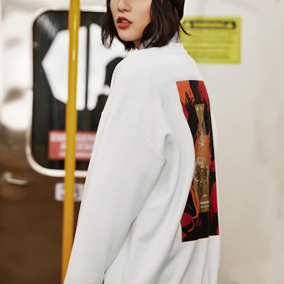 Li-Ning CF Suo Series Printed Crewneck Sweatshirt Milk White - Unisex AWDR290-2 Details for Li-Ning CF Suo Series Printed Crewneck Sweatshirt Milk White - Unisex AWDR290-2