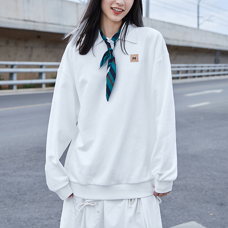 Sizing Li-Ning CF Suo Series Printed Crewneck Sweatshirt Milk White - Unisex AWDR290-2