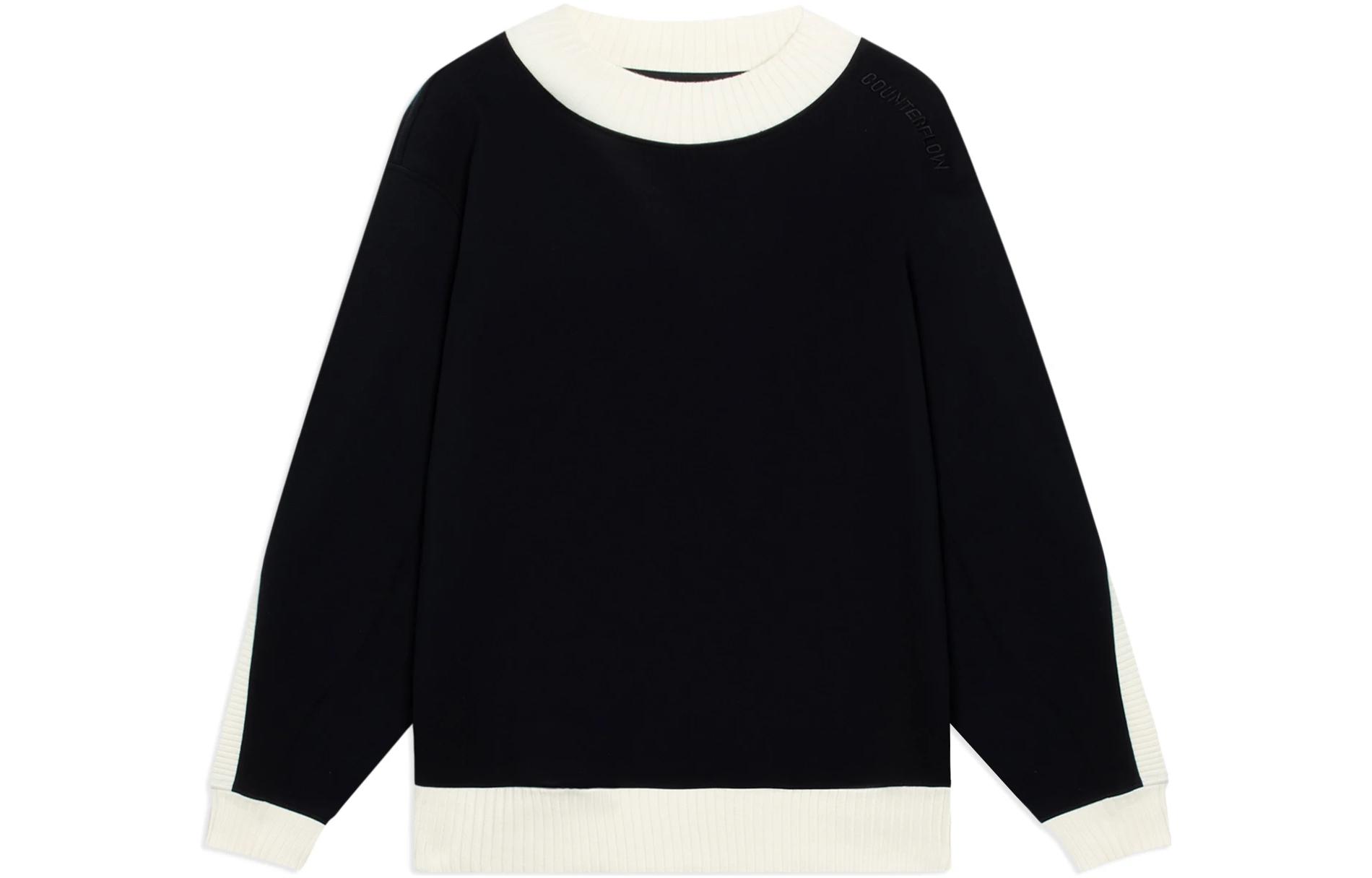 LI-NING CF Suo Series Unisex Black Crewneck Logo Embroidered Sweatshirt AWDSI85-2