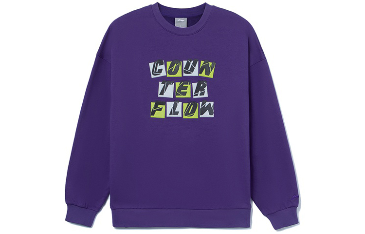 Li-Ning CF Suxing Pullover Sweatshirt Purple - Unisex Letter Print Design AWDRG52-2